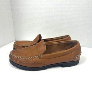Eddie Bauer Women 9.5 Moc Toe Leather Driving Loafers Flats Chunky Shoes Preppy